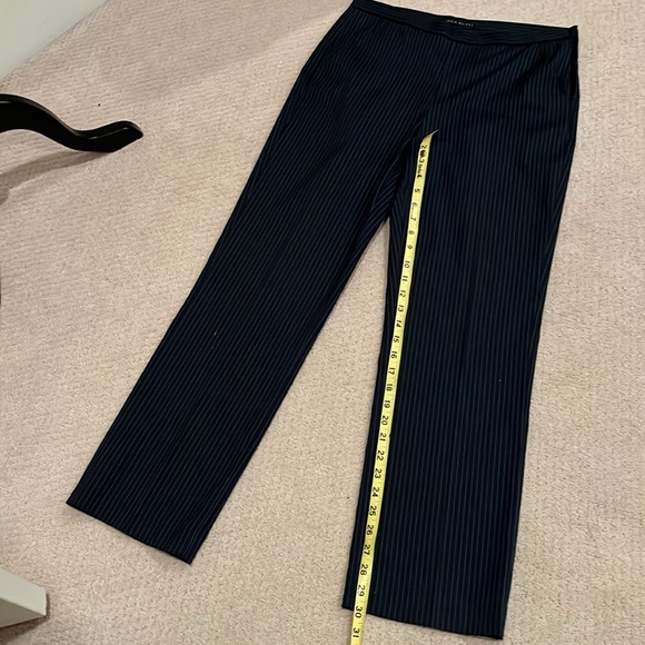 Antonio Melani navy blue pinstriped pantsuit long sleeve lined blazer size 6 - Picture 5 of 8